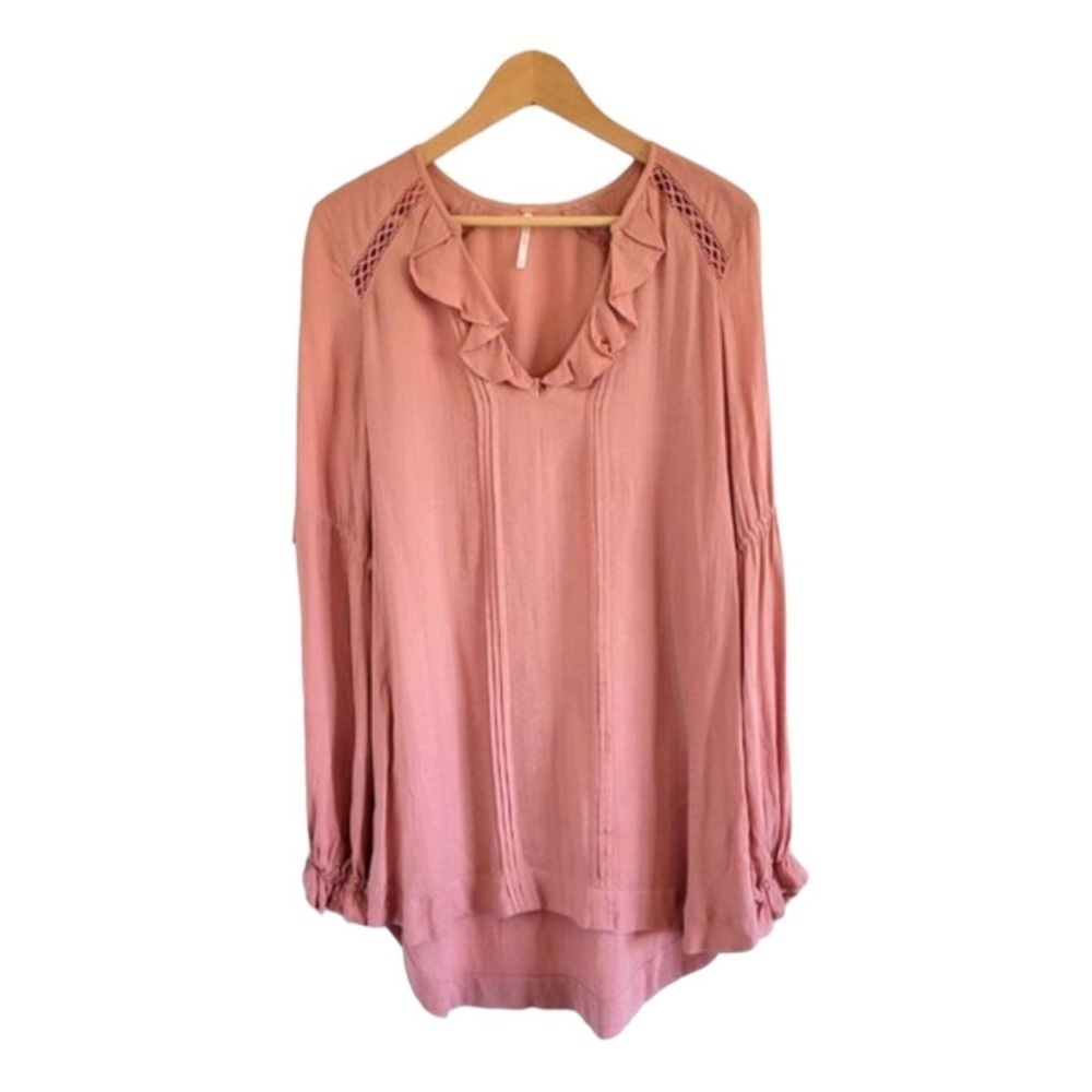 FREE PEOPLE Boho Dusty Rose Top Peasant Blouse Size XS - Picture 2 of 8
